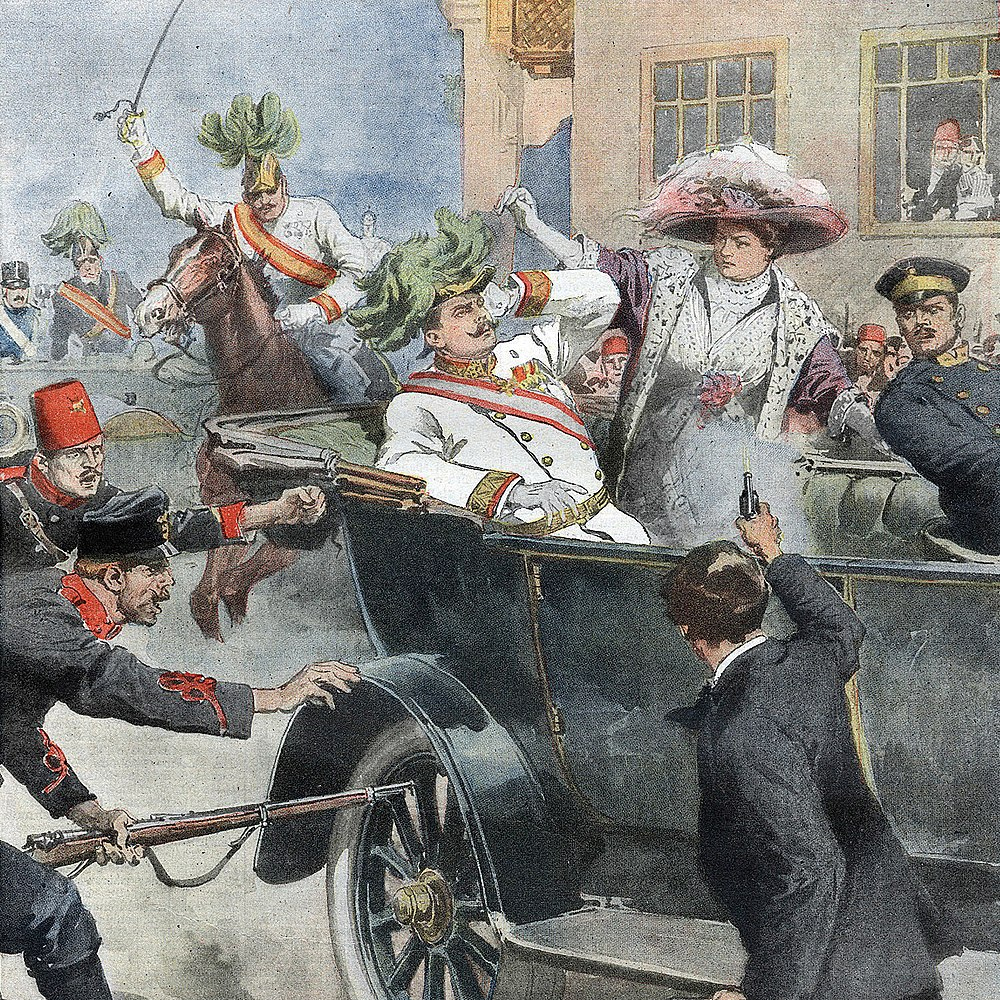 Contemperory drawing of Assasination of Archduke Franz Ferdinand