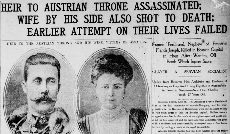 Newspaper on Assasination of the Archduke Franz Ferdinand