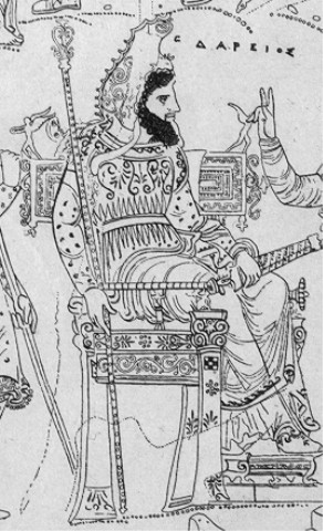 Darius I of Persia, as imagined by a Greek painter, 4th century BC